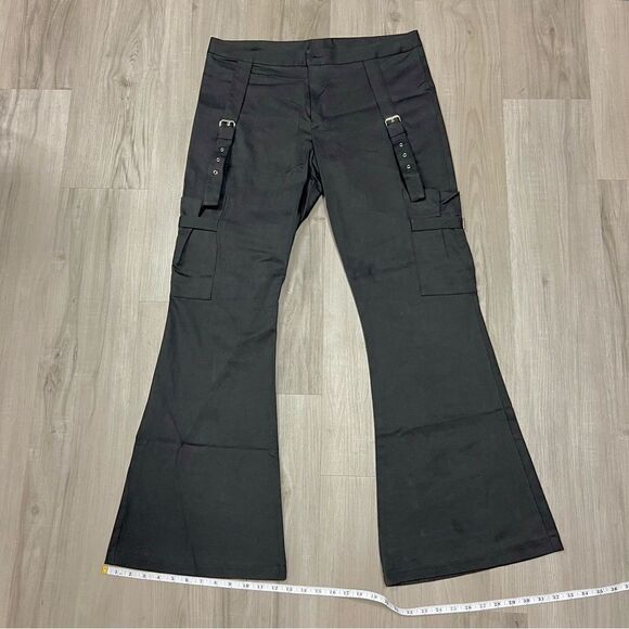 NWOT vintage y2k bondage pants black linen flare cut sz 15 by Girlfriends LA - Picture 12 of 14